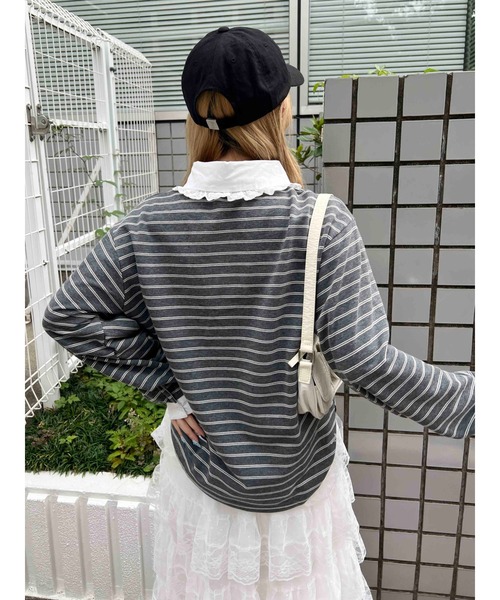 WC（ダブル シー）の「レースパイピングラガーシャツ（シャツ/ブラウス・レディース・アイボリー/グレー・FREE）」の13枚目の写真