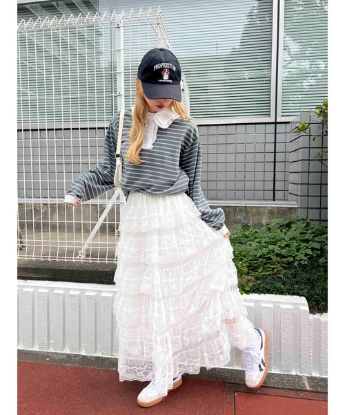 WC（ダブル シー）の「レースパイピングラガーシャツ（シャツ/ブラウス・レディース・アイボリー/グレー・FREE）」の16枚目の写真