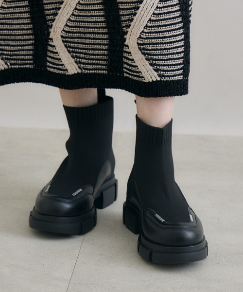 Paradise Picnic（パラダイスピクニック）の「ニットブーツ（ブーツ・レディース・グレー/ブラック・MEDIUM/LARGE）」の2枚目の写真