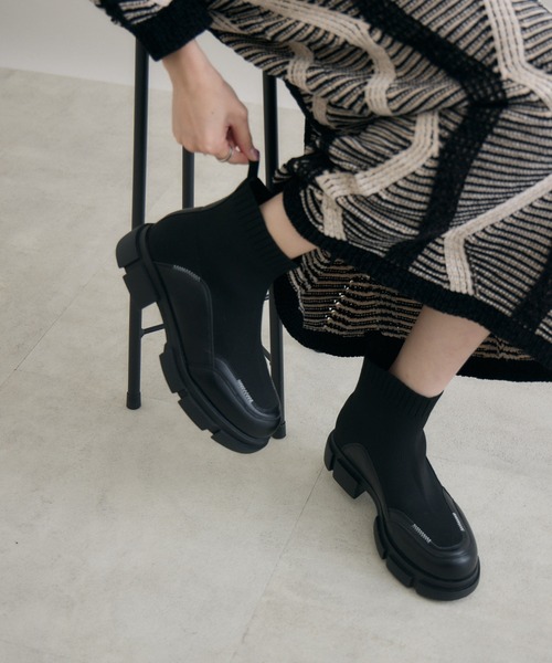 Paradise Picnic（パラダイスピクニック）の「ニットブーツ（ブーツ・レディース・グレー/ブラック・MEDIUM/LARGE）」の13枚目の写真