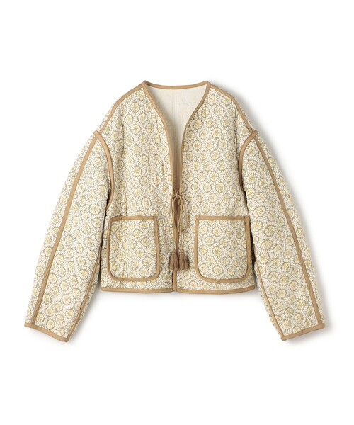 レーヨンサテンキルト リバーシブルジャケット（ノーカラージャケット