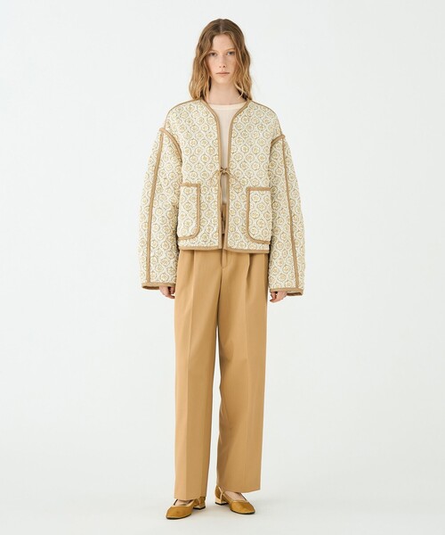 レーヨンサテンキルト リバーシブルジャケット（ノーカラージャケット