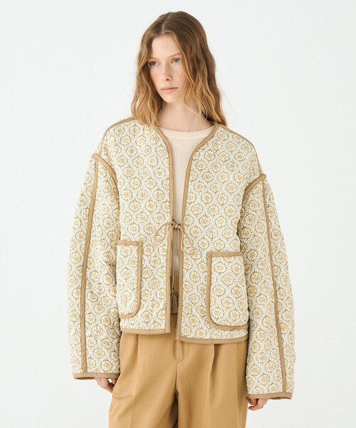 美品 トゥモローランド ソレイアード リバーシブル キルティングジャケット レーヨンサテンキルト リバーシブルジャケット（ノーカラージャケット