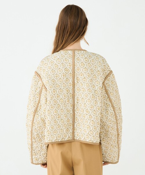 セール】レーヨンサテンキルト リバーシブルジャケット（ノーカラー