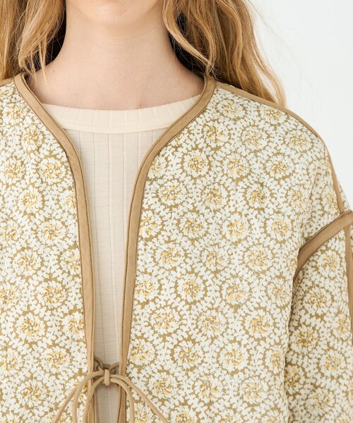 レーヨンサテンキルト リバーシブルジャケット（ノーカラージャケット