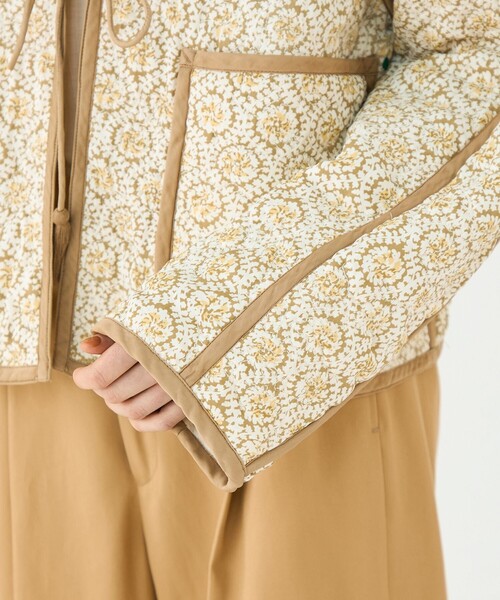 レーヨンサテンキルト リバーシブルジャケット（ノーカラージャケット