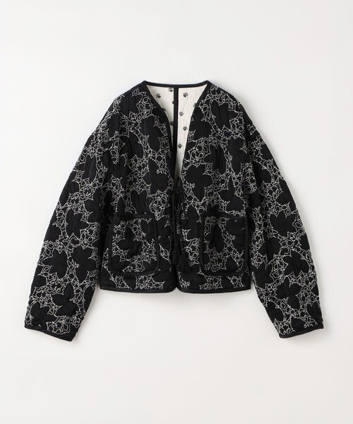 セール】レーヨンサテンキルト リバーシブルジャケット（ノーカラー