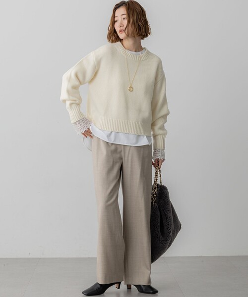 新品　gasa ガサグルー　パフスリーブニット 23区｜【ご好評につきカラー追加/洗える】クロスコンビ パフスリーブ