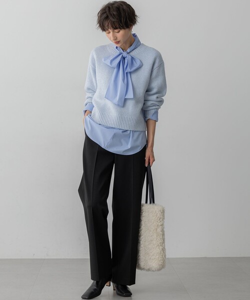 23区（ニジュウサンク）の「ウールカシミヤ パフスリーブ ニット（ニット/セーター・レディース・アイボリー系/スカイブルー系/ライトイエロー系/ライトグレー系/スモーキーグリーン系/ピンク系・38）」の15枚目の写真