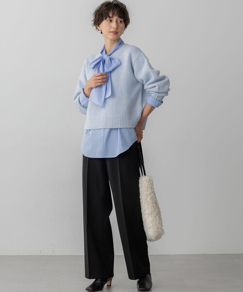 23区（ニジュウサンク）の「ウールカシミヤ パフスリーブ ニット（ニット/セーター・レディース・アイボリー系/スカイブルー系/ライトイエロー系/ライトグレー系/スモーキーグリーン系/ピンク系・38）」の14枚目の写真