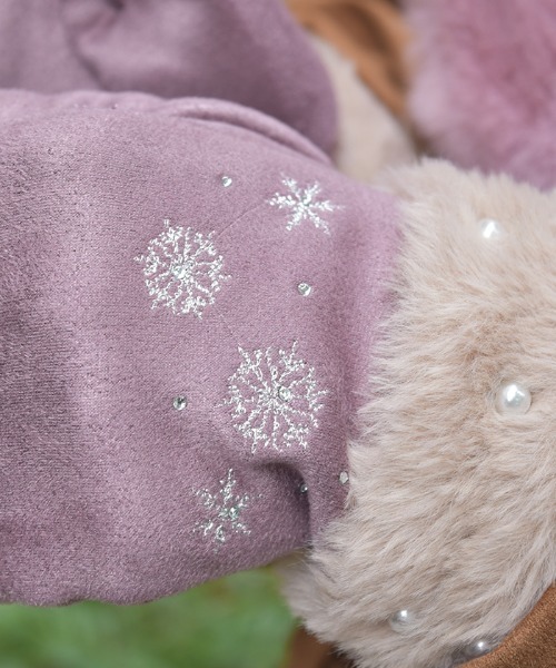 axes femme（アクシーズファム）の「雪刺繍スエードファー手袋（手袋・レディース・グリーン/ブラック/ラベンダー・FREE）」の5枚目の写真