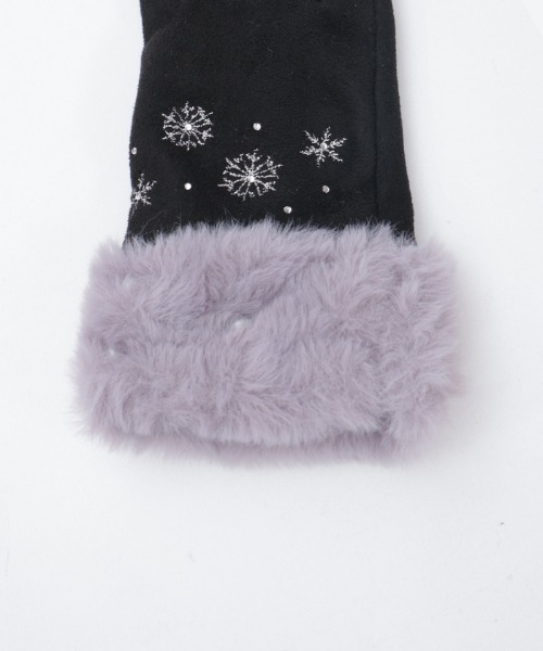 axes femme（アクシーズファム）の「雪刺繍スエードファー手袋（手袋・レディース・グリーン/ブラック/ラベンダー・FREE）」の11枚目の写真