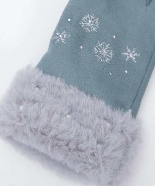 axes femme（アクシーズファム）の「雪刺繍スエードファー手袋（手袋・レディース・グリーン/ブラック/ラベンダー・FREE）」の16枚目の写真
