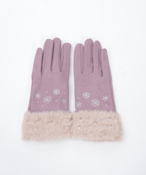 axes femme（アクシーズファム）の「雪刺繍スエードファー手袋（手袋・レディース・グリーン/ブラック/ラベンダー・FREE）」の17枚目の写真
