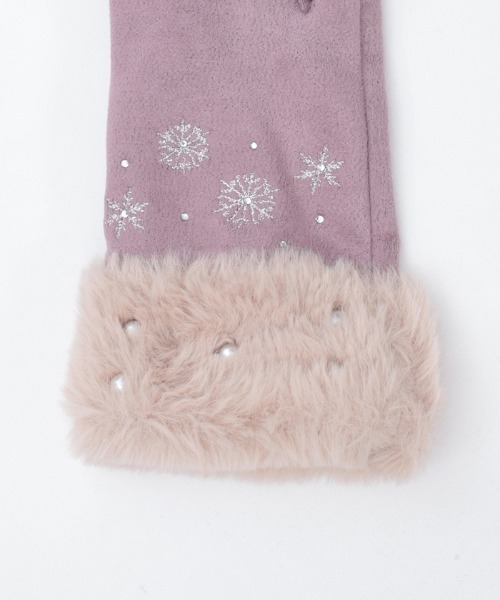 axes femme（アクシーズファム）の「雪刺繍スエードファー手袋（手袋・レディース・グリーン/ブラック/ラベンダー・FREE）」の19枚目の写真