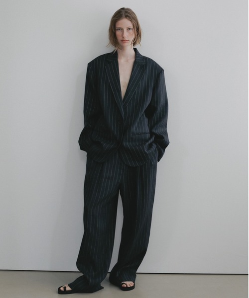 anuke（アンヌーク）の「Over Linen Jacket（テーラードジャケット・レディース・ネイビー/ブラウン・36inch/38inch）」の6枚目の写真