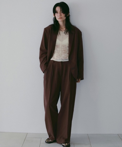 anuke（アンヌーク）の「Over Linen Jacket（テーラードジャケット・レディース・ネイビー/ブラウン・36inch/38inch）」の8枚目の写真