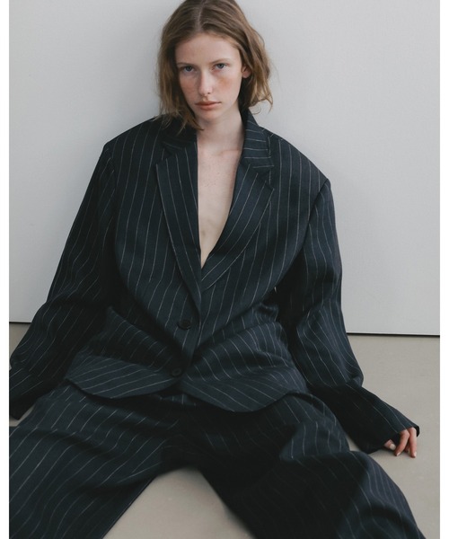 anuke（アンヌーク）の「Over Linen Jacket（テーラードジャケット・レディース・ネイビー/ブラウン・36inch/38inch）」の5枚目の写真