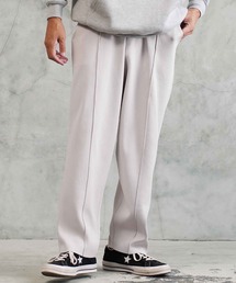 ワイドシルエット センターシーム ピンタック テーパード ニットパンツ