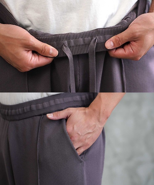 jiggys shop（ジギーズショップ）の「ワイドシルエット センターシーム ピンタック テーパード ニットパンツ（その他パンツ・メンズ・グレー系その他/チャコールグレー/ブラック・X-LARGE/MEDIUM/LARGE）」の6枚目の写真