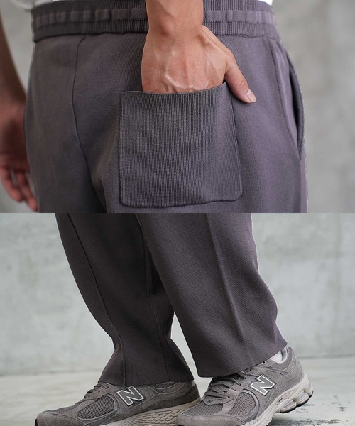 jiggys shop（ジギーズショップ）の「ワイドシルエット センターシーム ピンタック テーパード ニットパンツ（その他パンツ・メンズ・グレー系その他/チャコールグレー/ブラック・X-LARGE/MEDIUM/LARGE）」の5枚目の写真