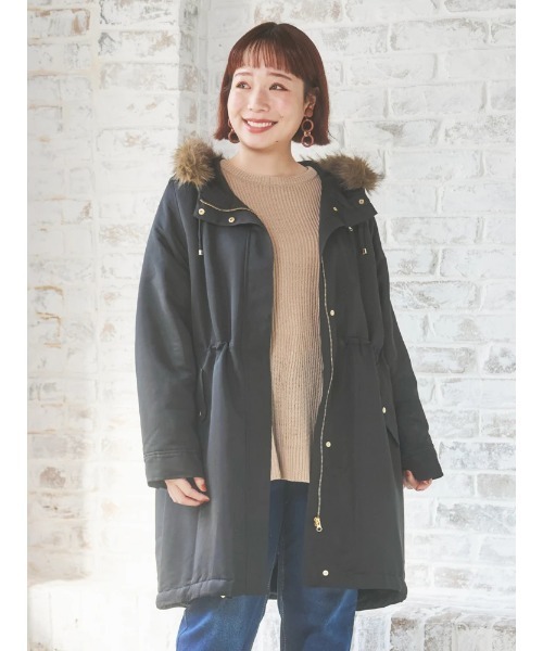 Re-J&SUPURE(リジェイアンドスプル)の「【大きいサイズ】裏ボアモッズコート(モッズコート・レディース・ネイビー/ブラック/カーキ・XX-LARGE/XXX-LARGE/XXXX-LARGE)」の4枚目の写真