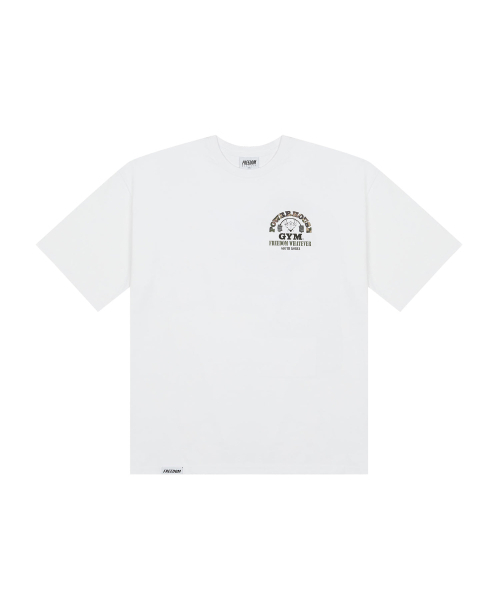 FREEDOM(フリーダム)の「パワーハウスカモロゴオーバーサイズTシャツ(ホワイト)(Tシャツ/カットソー・メンズ・ホワイト・MEDIUM/LARGE/X-LARGE/XX-LARGE/XXX-LARGE/XXXX-LARGE)」の2枚目の写真