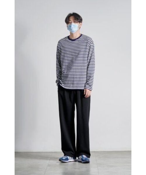 MUSINSA STANDARD（ムシンサスタンダード）の「ストライプリラックスクルーネック長袖Tシャツ[ネイビー]（Tシャツ/カットソー・メンズ・その他・SMALL/MEDIUM/LARGE/X-LARGE/XX-LARGE）」の12枚目の写真