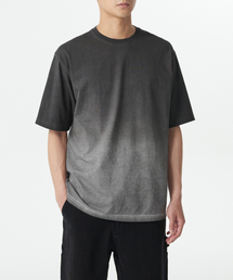 グラデーションリラックスクルーネックTシャツ[ダークグレー]