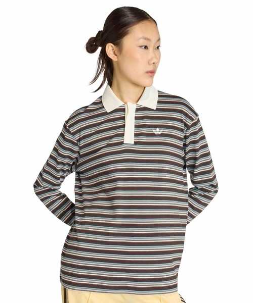 adidas STRIPED OVZD LS POLO SHIRT / アディダス レディース