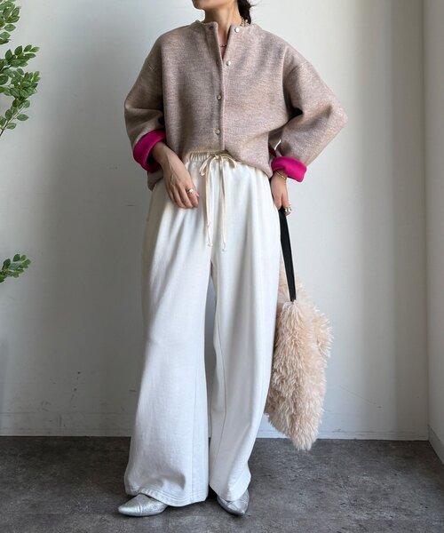 DouDou（ドゥドゥ）の「【WEB限定】ダブルフェイスニットショートコート（カーディガン/ボレロ・レディース・ベージュ/チャコールグレー/ブラウン/アイボリー・FREE）」の22枚目の写真