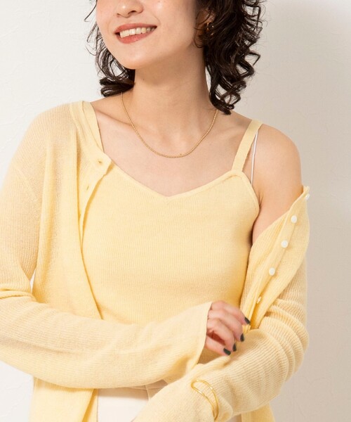 NOLLEY’S Sophi（ノーリーズソフィ）の「《手洗い可能》モヘヤ混片畦ビスチェ（ニット/セーター・レディース・ネイビー/ホワイト/クリーム・38）」の2枚目の写真