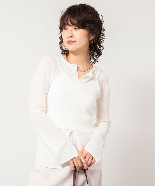 NOLLEY’S Sophi（ノーリーズソフィ）の「《手洗い可能》モヘヤ混片畦ビスチェ（ニット/セーター・レディース・ネイビー/ホワイト/クリーム・38）」の14枚目の写真