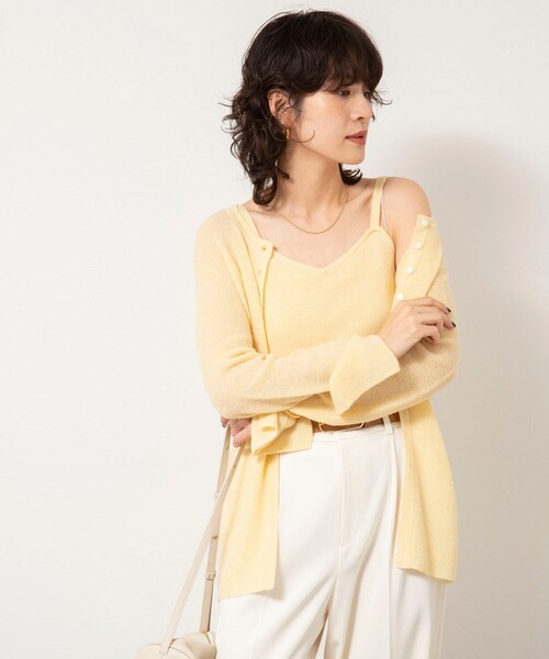 NOLLEY’S Sophi（ノーリーズソフィ）の「《手洗い可能》モヘヤ混片畦ビスチェ（ニット/セーター・レディース・ネイビー/ホワイト/クリーム・38）」の5枚目の写真