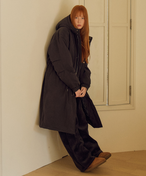 WEDNESDAYOASISFORWOMEN(ウェンズデー オアシス フォー ウーマン)の「W/M-65フィッシュテールフードパディングミリタリーコート_BLACK(ダウンジャケット/コート・レディース・ブラック・MEDIUM/LARGE)」の2枚目の写真