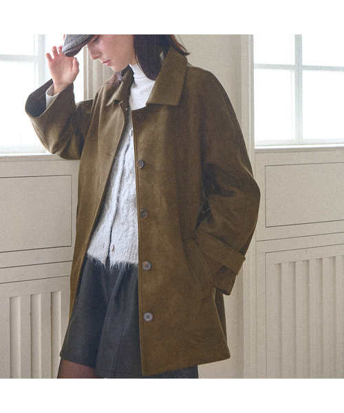 SLOWLOLLI(スローローリ)の「Earth tone suede coat(トレンチコート・レディース・カーキブラウン・FREE)」の1枚目の写真