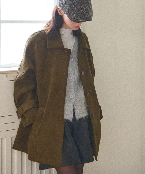 SLOWLOLLI(スローローリ)の「Earth tone suede coat(トレンチコート・レディース・カーキブラウン・FREE)」の3枚目の写真