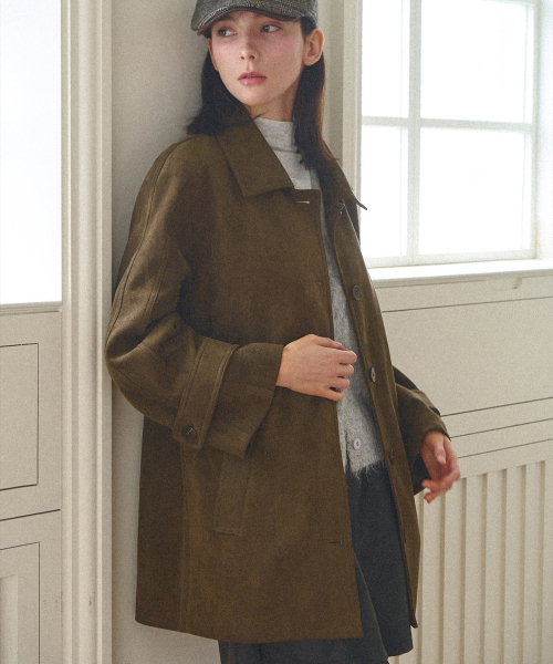 SLOWLOLLI(スローローリ)の「Earth tone suede coat(トレンチコート・レディース・カーキブラウン・FREE)」の5枚目の写真