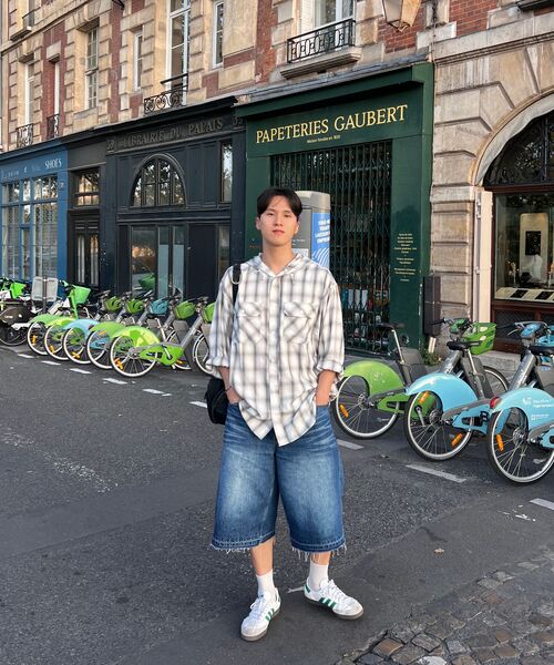 MASSNOUN(マスノウン)の「リラックスレザーオーナメントフードチェック長袖シャツ MSFST002-BK(シャツ/ブラウス・メンズ・その他・X-LARGE)」の5枚目の写真