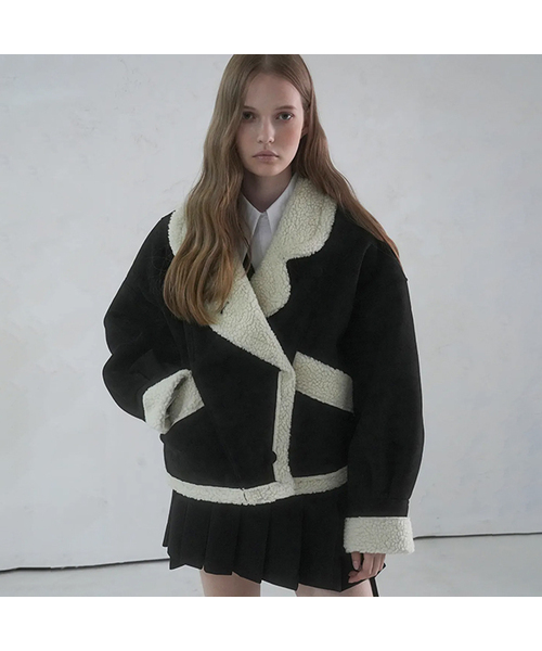 Vivacious(ビバシャス)の「Fur Suede Jacket BLACK(ムートンコート・レディース・ブラック・FREE)」の1枚目の写真