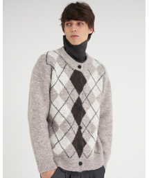 TENER（テネル）の「アーガイルラウンドカーディガンブラウン（ニット/セーター）」