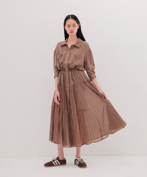 knit combination shirt dress(ニットコンビネーションシャツ