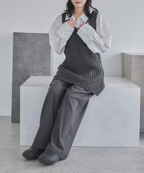 feepur（フェピュール）の「ウールライクダブルタックパンツ（その他パンツ・レディース・ブラウン/グレー・SMALL/MEDIUM/LARGE）」の3枚目の写真