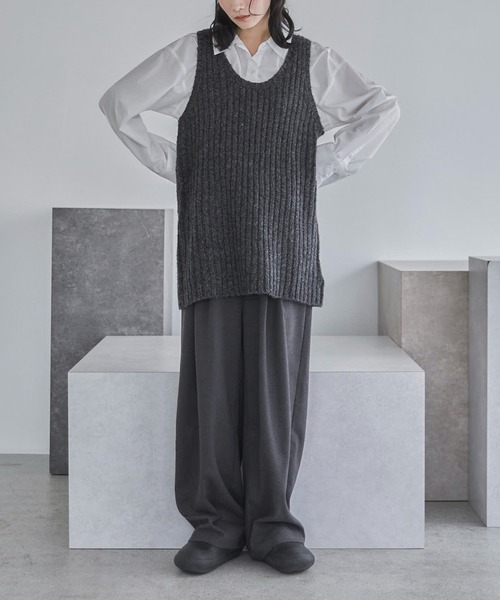 feepur（フェピュール）の「ウールライクダブルタックパンツ（その他パンツ・レディース・ブラウン/グレー・SMALL/MEDIUM/LARGE）」の6枚目の写真