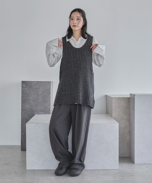 feepur（フェピュール）の「ウールライクダブルタックパンツ（その他パンツ・レディース・ブラウン/グレー・SMALL/MEDIUM/LARGE）」の7枚目の写真