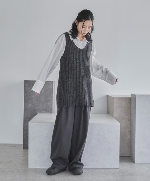 feepur（フェピュール）の「ウールライクダブルタックパンツ（その他パンツ・レディース・ブラウン/グレー・SMALL/MEDIUM/LARGE）」の8枚目の写真