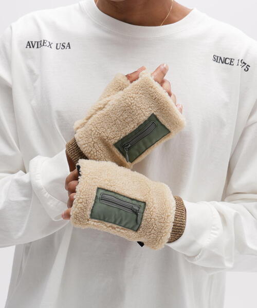 AVIREX（アヴィレックス）の「BOA GLOVES / ボアデミグラブ / グラブ / AVIREX / アヴィレックス（手袋・メンズ・ブラック/チャコールグレー/タン・F）」の14枚目の写真