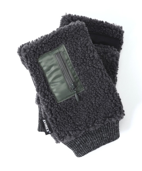 AVIREX（アヴィレックス）の「BOA GLOVES / ボアデミグラブ / グラブ / AVIREX / アヴィレックス（手袋・メンズ・ブラック/チャコールグレー/タン・F）」の2枚目の写真