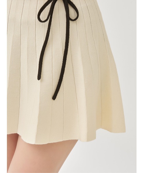 ウエストオープンリボンデザインニットミニワンピース（ワンピース