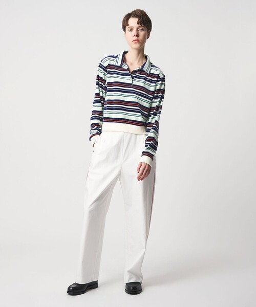 【新品未使用】＜6(ROKU)＞ベロア ボーダー ポロシャツ 6(ROKU)＞ベロア ボーダー ポロシャツ（Tシャツ/カットソー）｜6（ロク